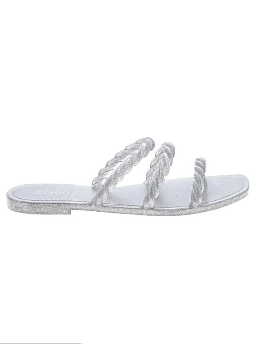 NEW SCHUTZ Diana Braided Jelly Sandals - Silvery Glitter (8B)